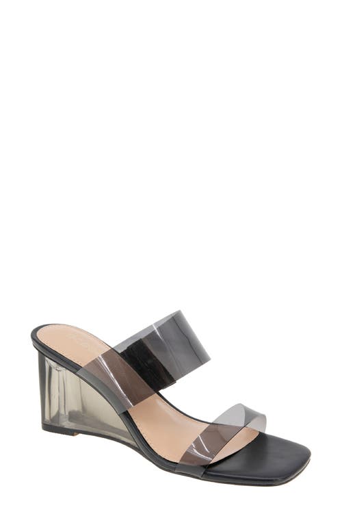 Shop Bcbg Lorie Wedge Slide Sandal In Smoke/black