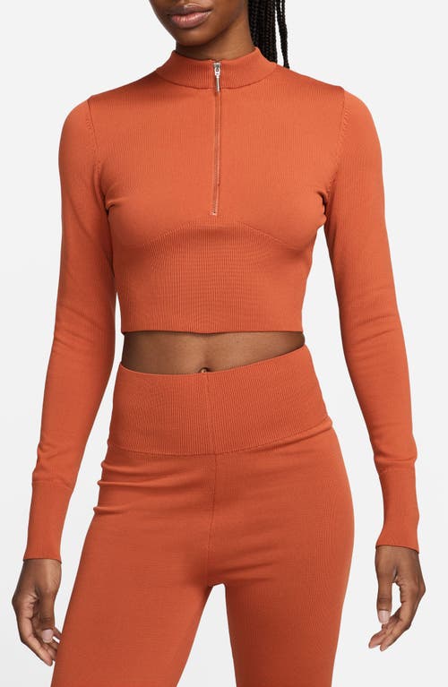 Shop Nike Open Back Crop Sweater In Burnt Sunrise/black