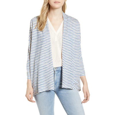 Bobeau Luann Open Front Cardigan, Blue
