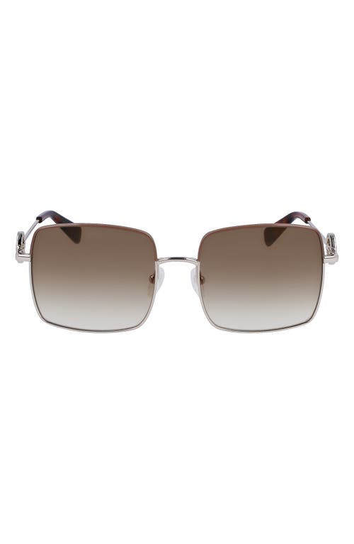 Longchamp Brown Gradient Square Ladies Sunglasses Lo162s 750 55 In Silver/gradient Khaki