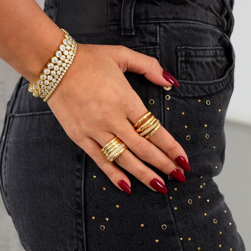 Shop Adina Eden By  Solid/pave Multi Row Ring In Gold