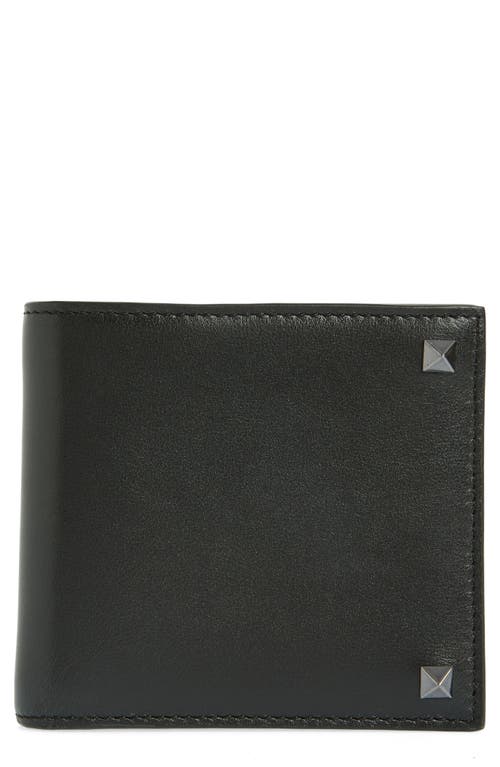 Valentino Garavani Rockstud Leather Bifold Wallet in 0No - Nero