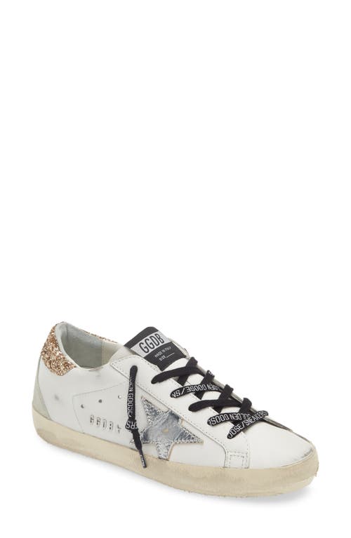 Shop Golden Goose Super-star Perm-noos Low Top Sneaker In White/silver/gold