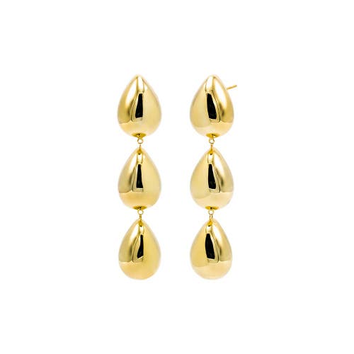 Shop Adina Eden By  Solid Triple Puffy Teardrop Drop Stud Earring In Gold