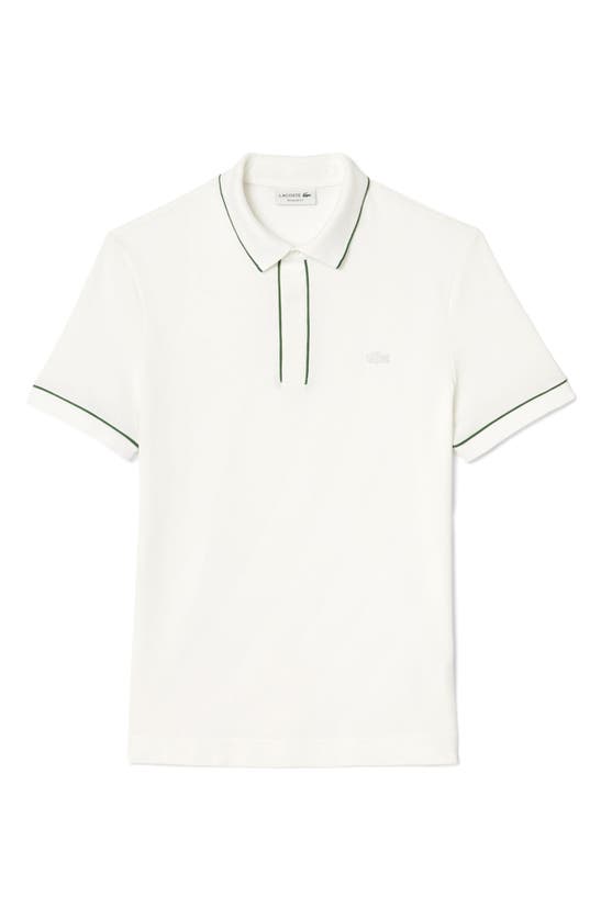 Shop Lacoste Regular Fit Tipped Piqué Polo In 001 Blanc