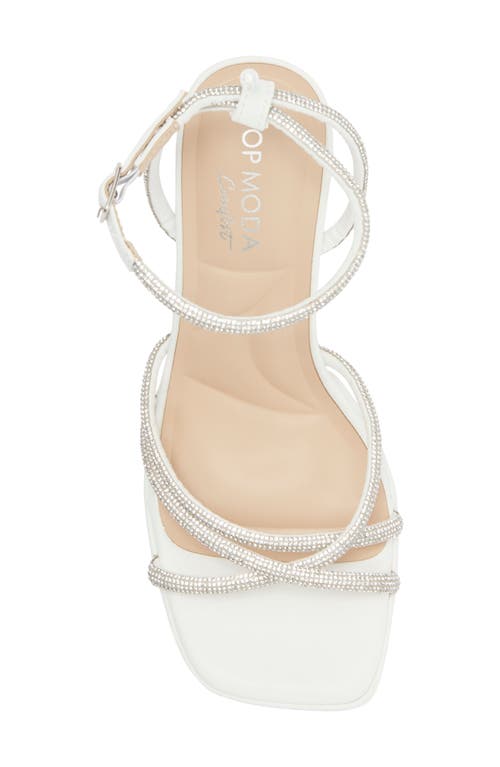 Top Guy Shoes Crystal Platform Sandal In White Pu