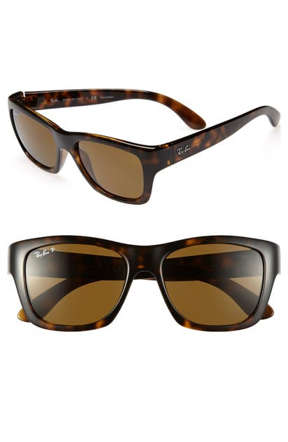 Ray Ban Square Glam 53mm Polarized Sunglasses In Brown Modesens