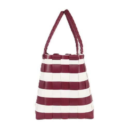 Handed By Paris Spirit Recycled Tote Bags In Burgundy/white
