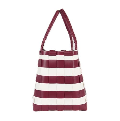 Shop Handed By Paris Spirit Recycled Tote Bags In Burgundy/white