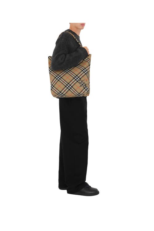Burberry Check Tote In Sand
