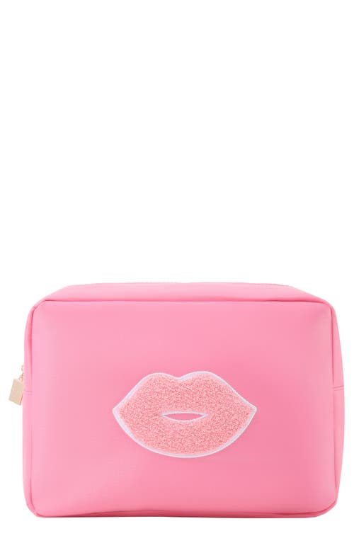 Extra Large Kiss Cosmetic Bag in Bubblegum Pink