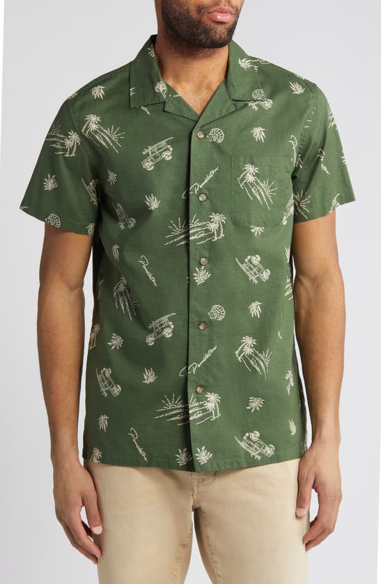 Shop Pendleton Aloha Print Short Sleeve Button-up Shirt In Dune Rider Olive