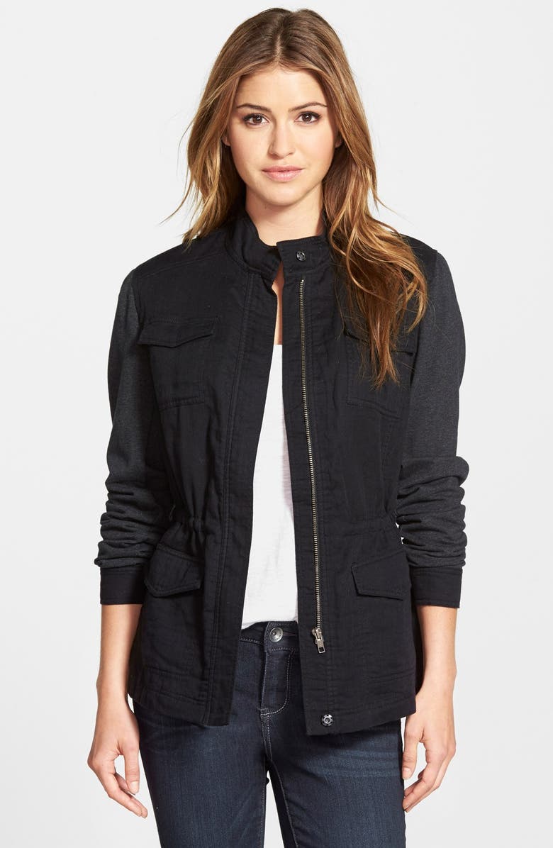 Caslon® Military Jacket with Knit Sleeves (Regular & Petite) | Nordstrom