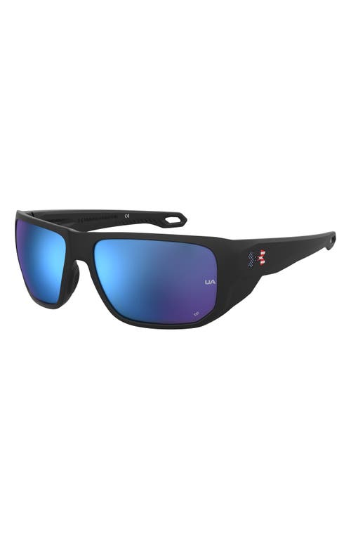 Under Armour Attack 2 63mm Wrap Sunglasses In Black Multi/blue Oleophobic