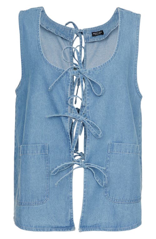 Shop Nasty Gal Tie Closure Chambray Vest In Authentic Midwash