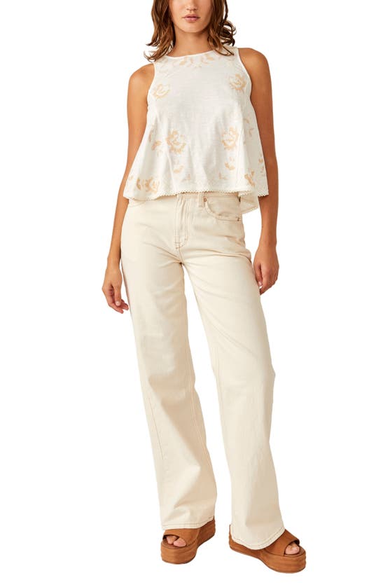 Shop Free People Fun & Flirty Embroidered Top In Ivory Combo