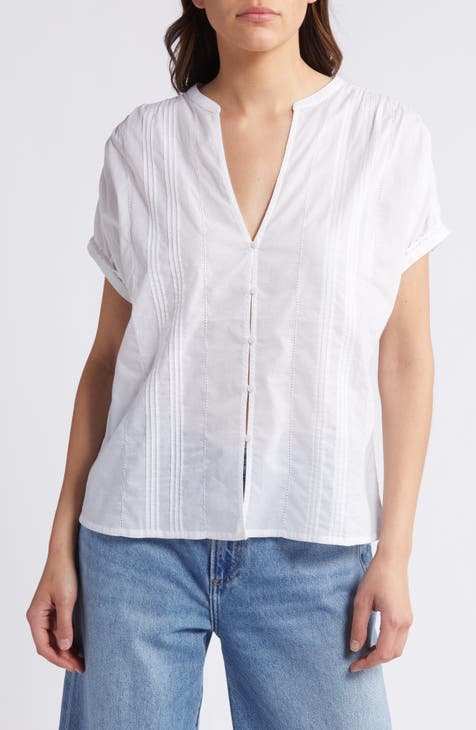 Pintuck Pleated Cotton Shirt