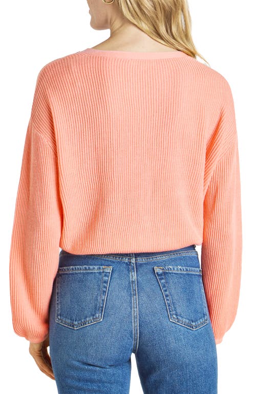 Splendid Bri Rib Blouson Sleeve Cardigan In Persimmon