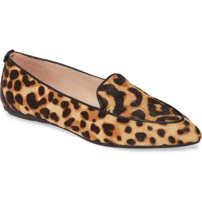 Taryn Rose Faye Pointy Toe Genuine Calf Hair Loafer, Beige