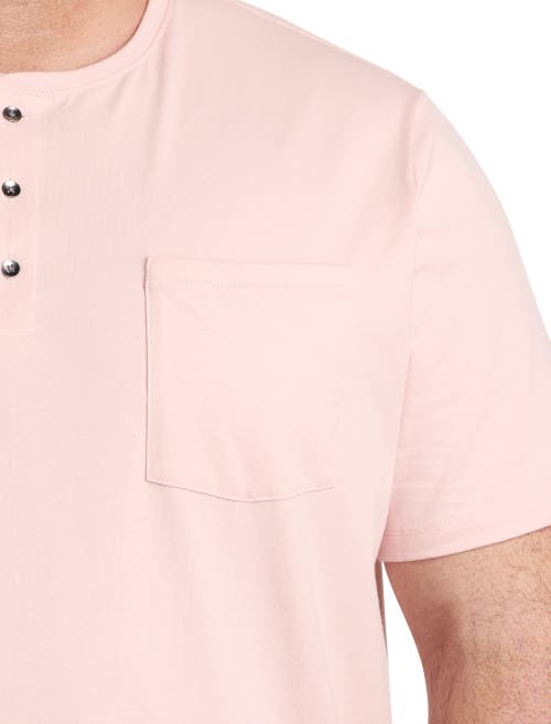 Harbor Bay By Dxl Slub Henley Shirt In Silver Pink