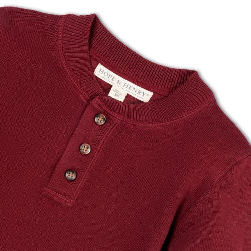 Hope & Henry Baby Boys' Organic Sweater Henley With Elbow Patches, Infant In Oxblood