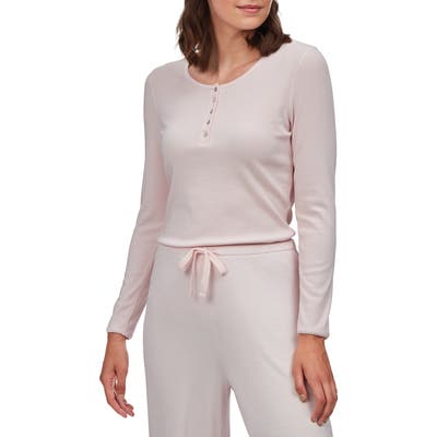 The White Company Ribbed Henley Pajama Top, Pink