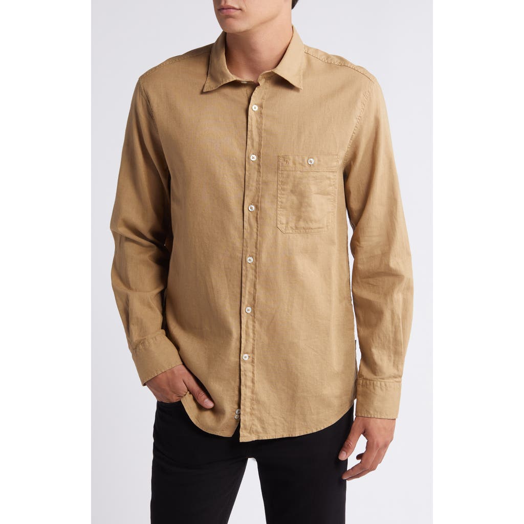 7 For All Mankind Solid Cotton & Linen Button-up Shirt In Brown