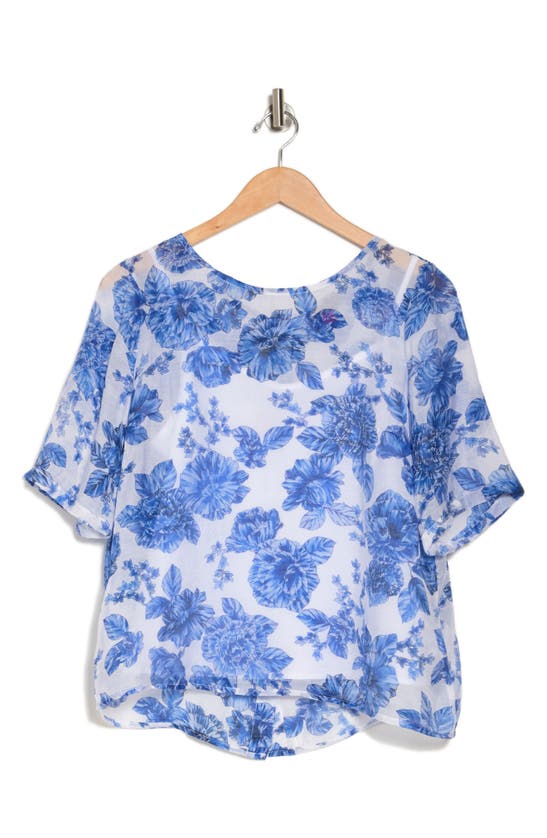 Shop Vince Camuto Lawn Floral Top In Lucent White