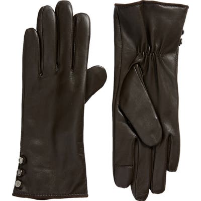 Lauren Leather Touchscreen Gloves, Brown