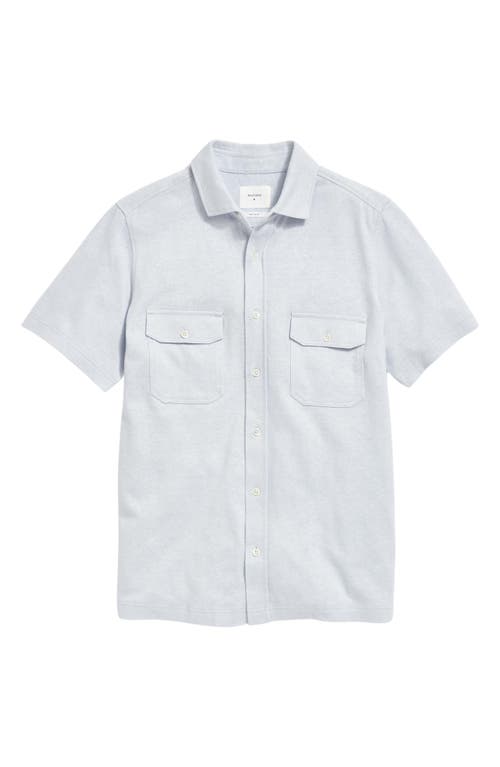 Hemp & Cotton Knit Short Sleeve Button-Up Shirt in Pebble