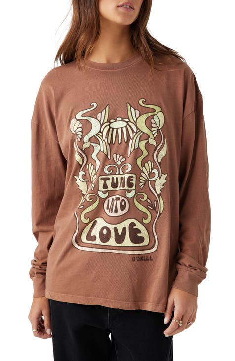 Tune In Long Sleeve Graphic Print T-Shirt