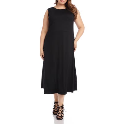 Plus Size Karen Kane V-Back A-Line Maxi Dress, Black
