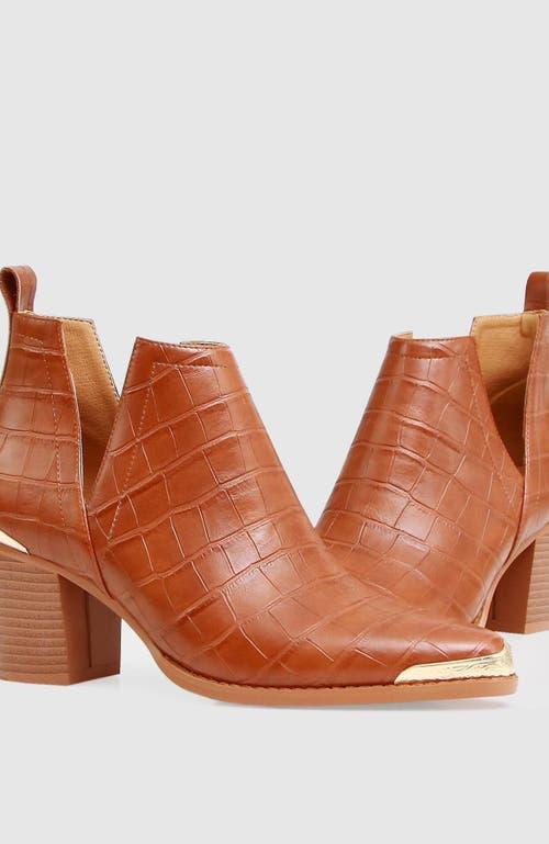 Shop Belle & Bloom Austin Croc Embossed Ankle Boot In Camel