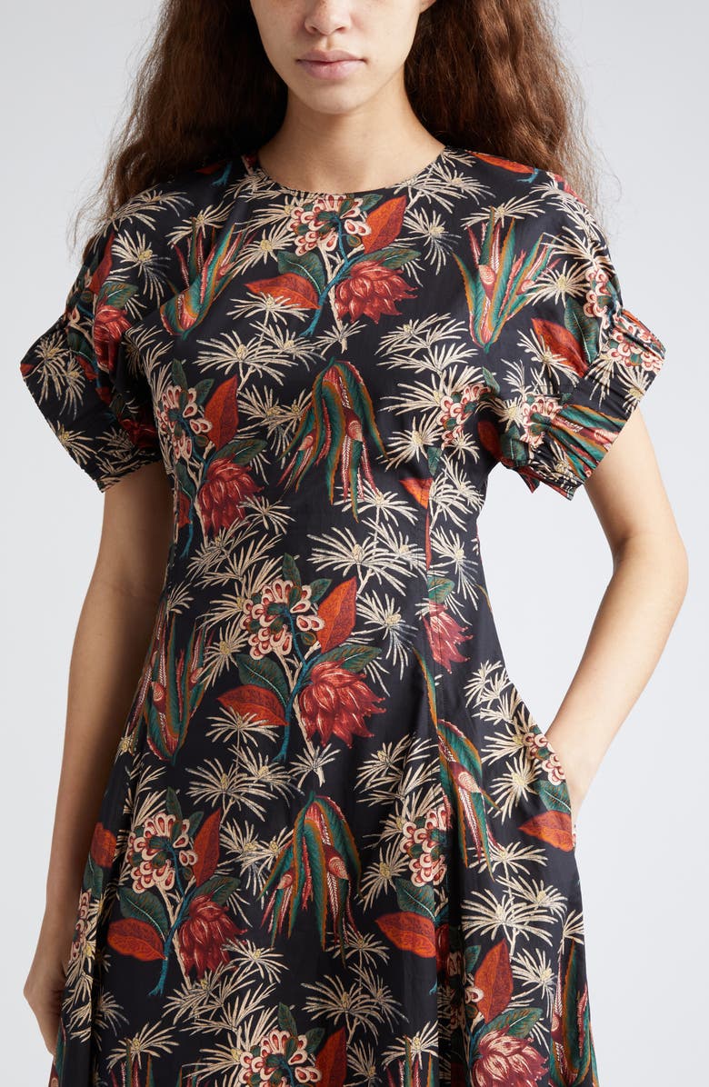 Ulla Johnson Devon Floral Cotton Midi Dress, Alternate, color,