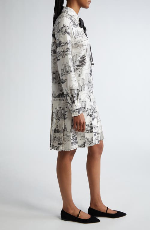 Shop Max Mara Studio Bath City Print Long Sleeve Silk Shirtdress In White