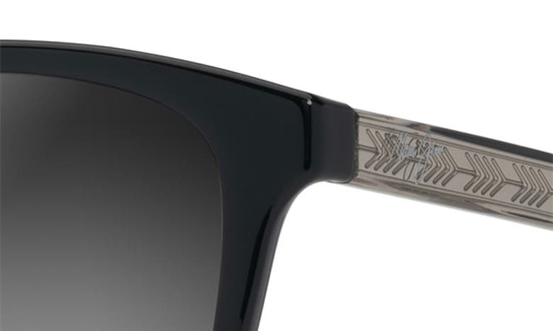 Maui Jim Kuikahi 55mm Gradient Polarizedplus2® Square Sunglasses In Shiny Black W/trans Light Grey