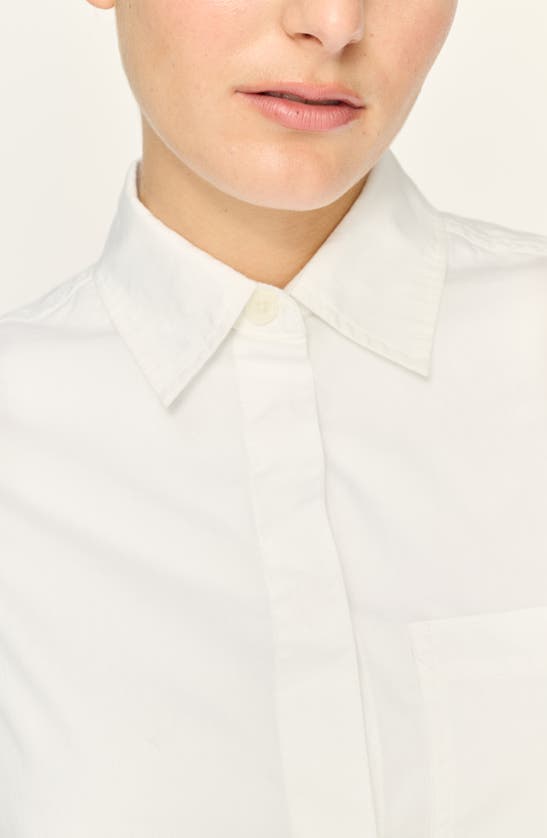 Shop Dl1961 Faye Crop Drawstring Hem Button-up Shirt In White (poplin)