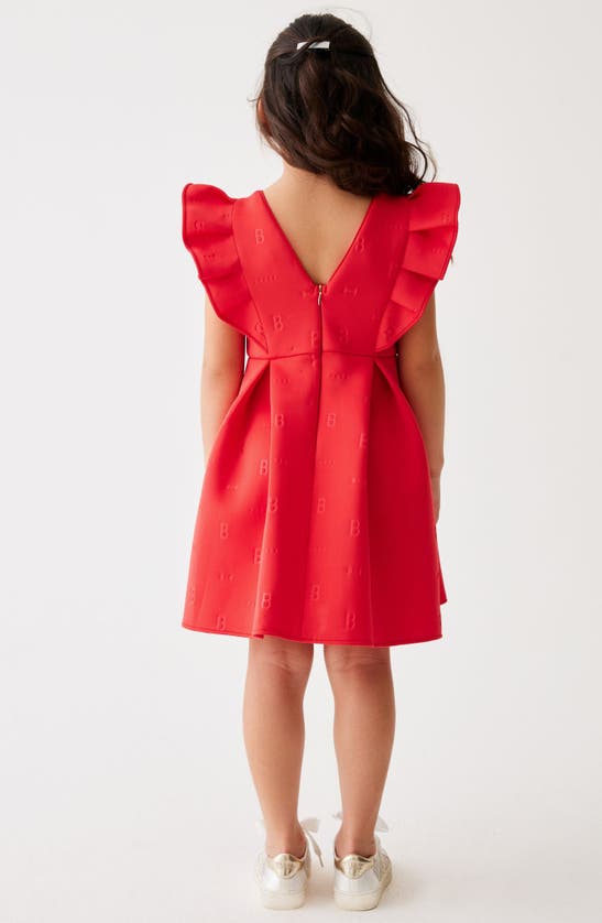 Shop Baker By Ted Baker Kids' Ruffle Shoulder Scuba Dress In Red