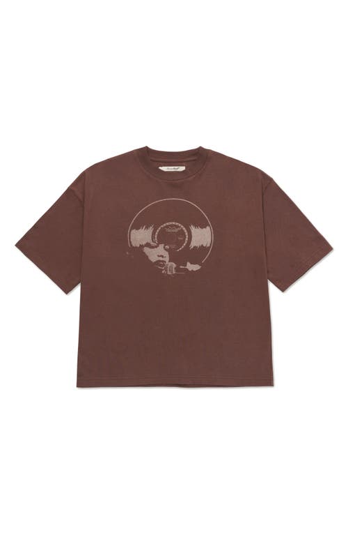 Shop Honor The Gift Vinyl Cotton Crop Graphic T-shirt In Brown