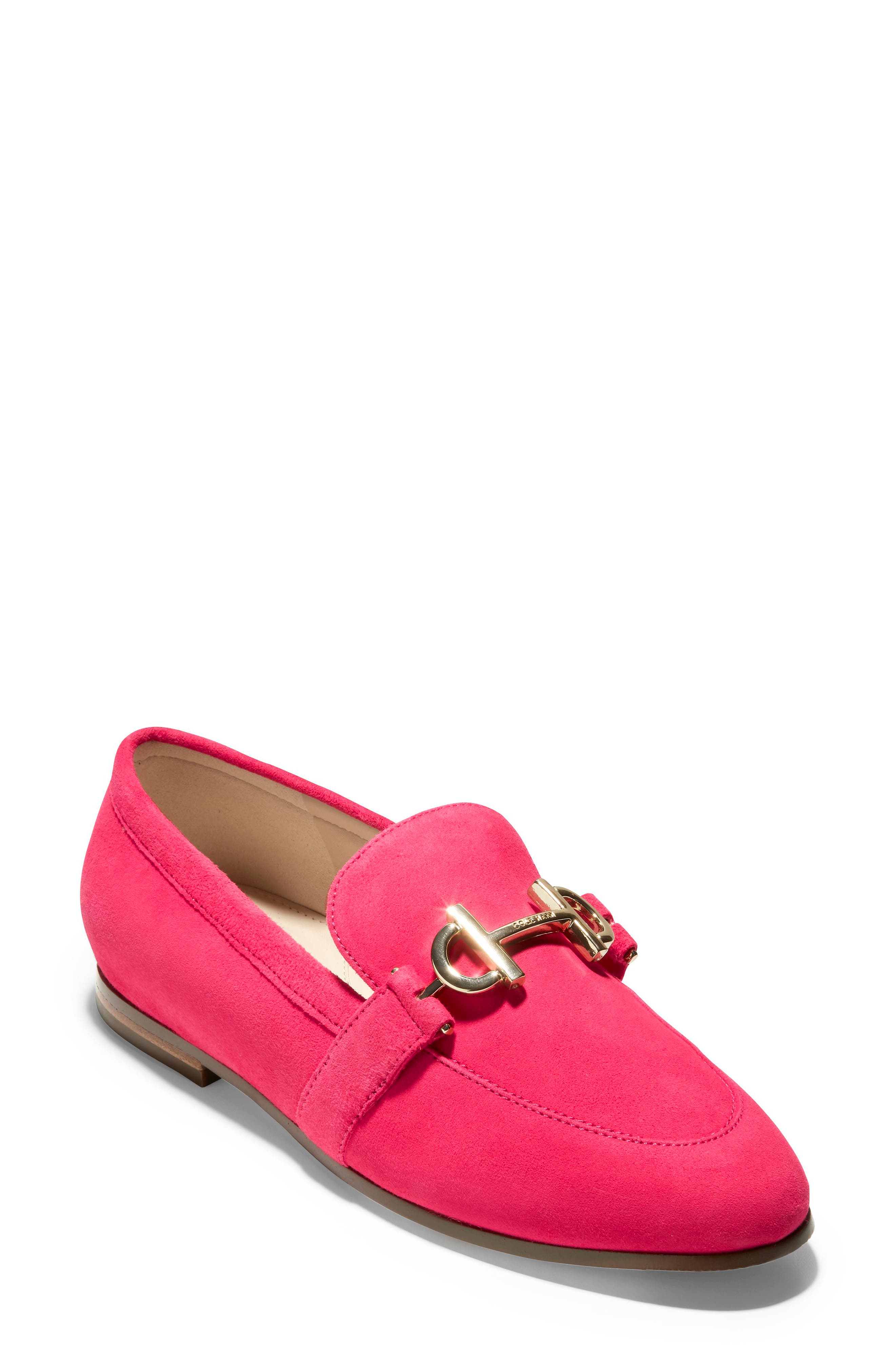 pink suede loafers for ladies