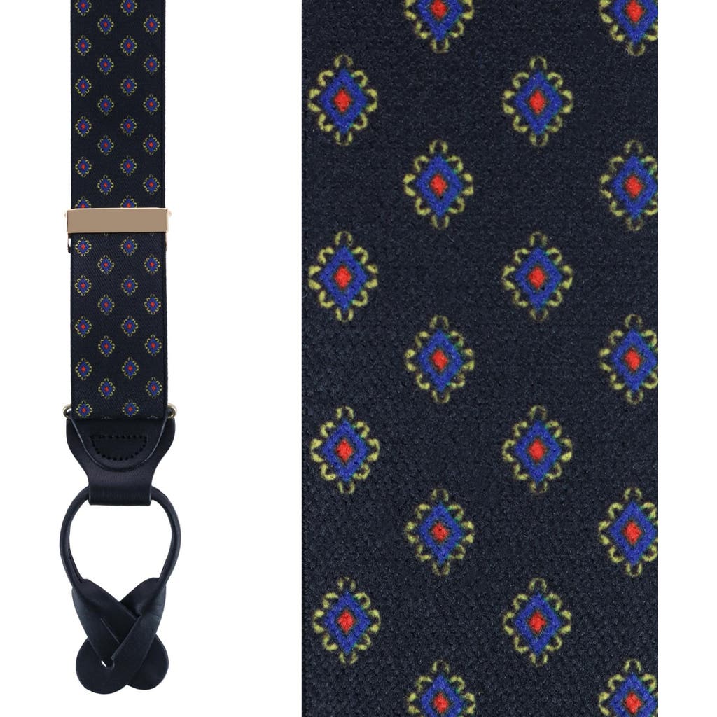 Trafalgar Luxe Diamond Elastic Button End Suspenders In Black