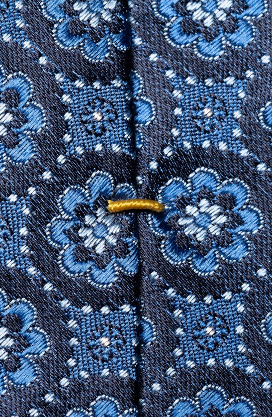 Shop Eton Floral Medallion Silk Tie In Dark Blue