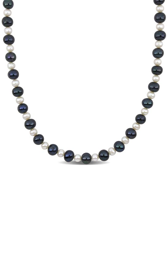 Delmar 5–8mm Black & White Cultured Freshwater Pearl Necklace In Black White Multi