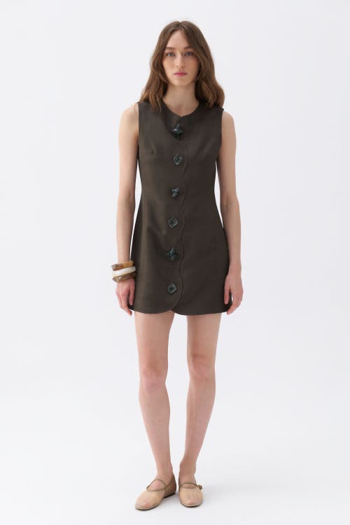 Shop Nocturne Seashell Accessorized Mini Dress In Khaki