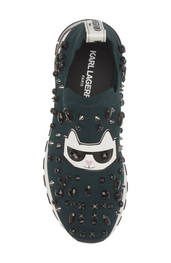 Shop Karl Lagerfeld Paris Malna Embellished Slip-on Sneaker In Forest Green