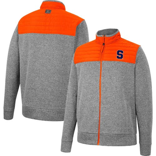 Men's Colosseum Charcoal/Orange Syracuse Orange Putter Herringbone Full-Zip Jacket