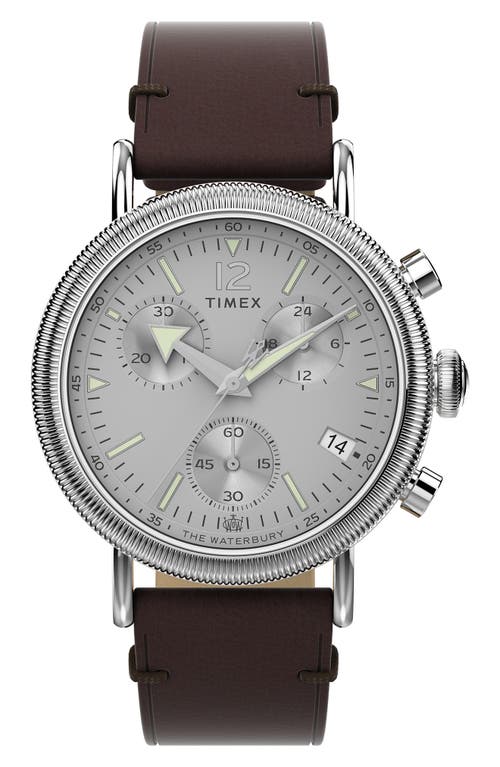 Timex Waterbury Standard Leather Strap Watch, 40mm in Brown at Nordstrom