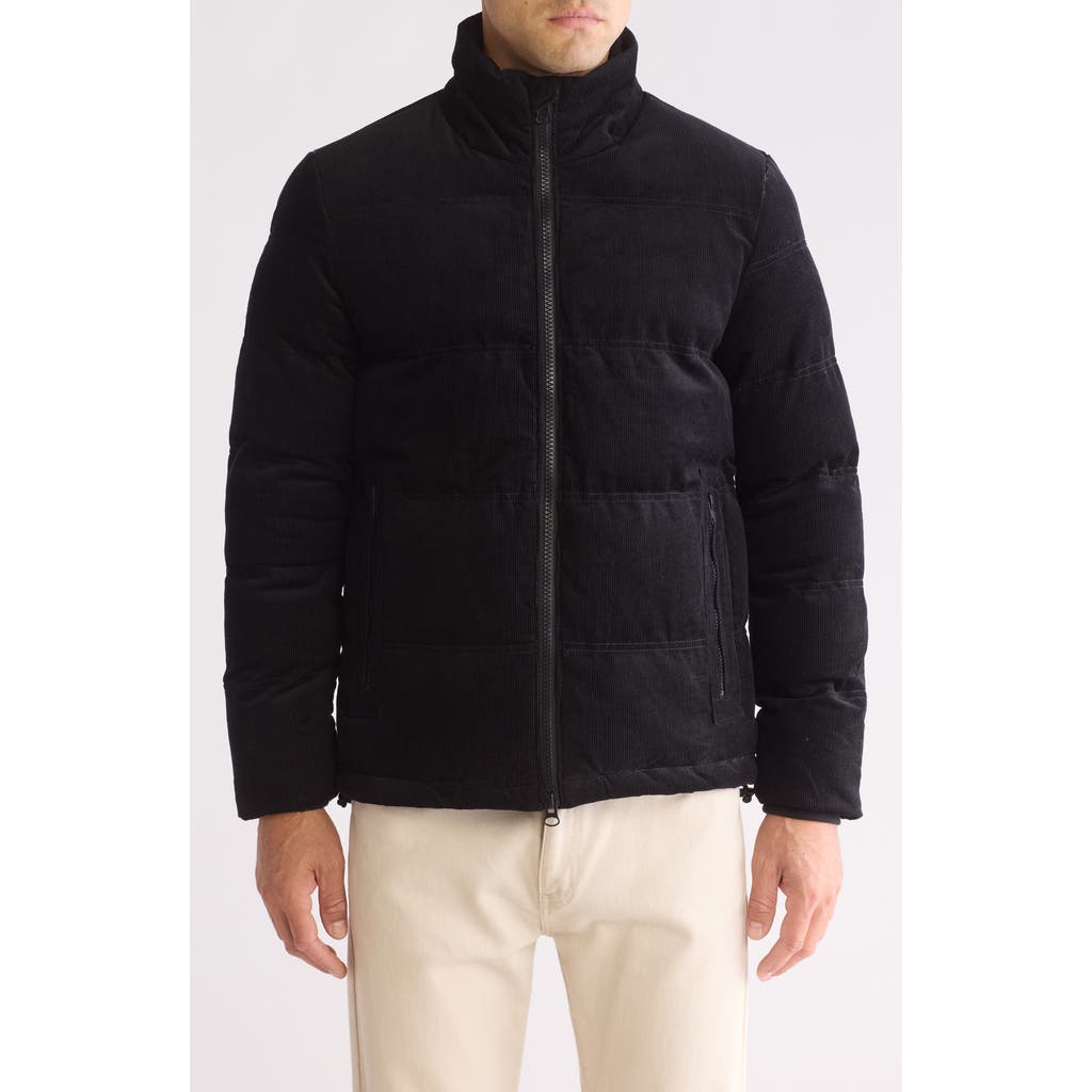 Slate & Stone Corduroy Padded Puffer Jacket In Black