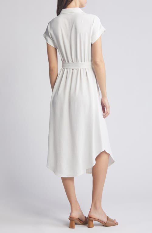 Zoe And Claire Belted Short Sleeve Shirtdress In White
