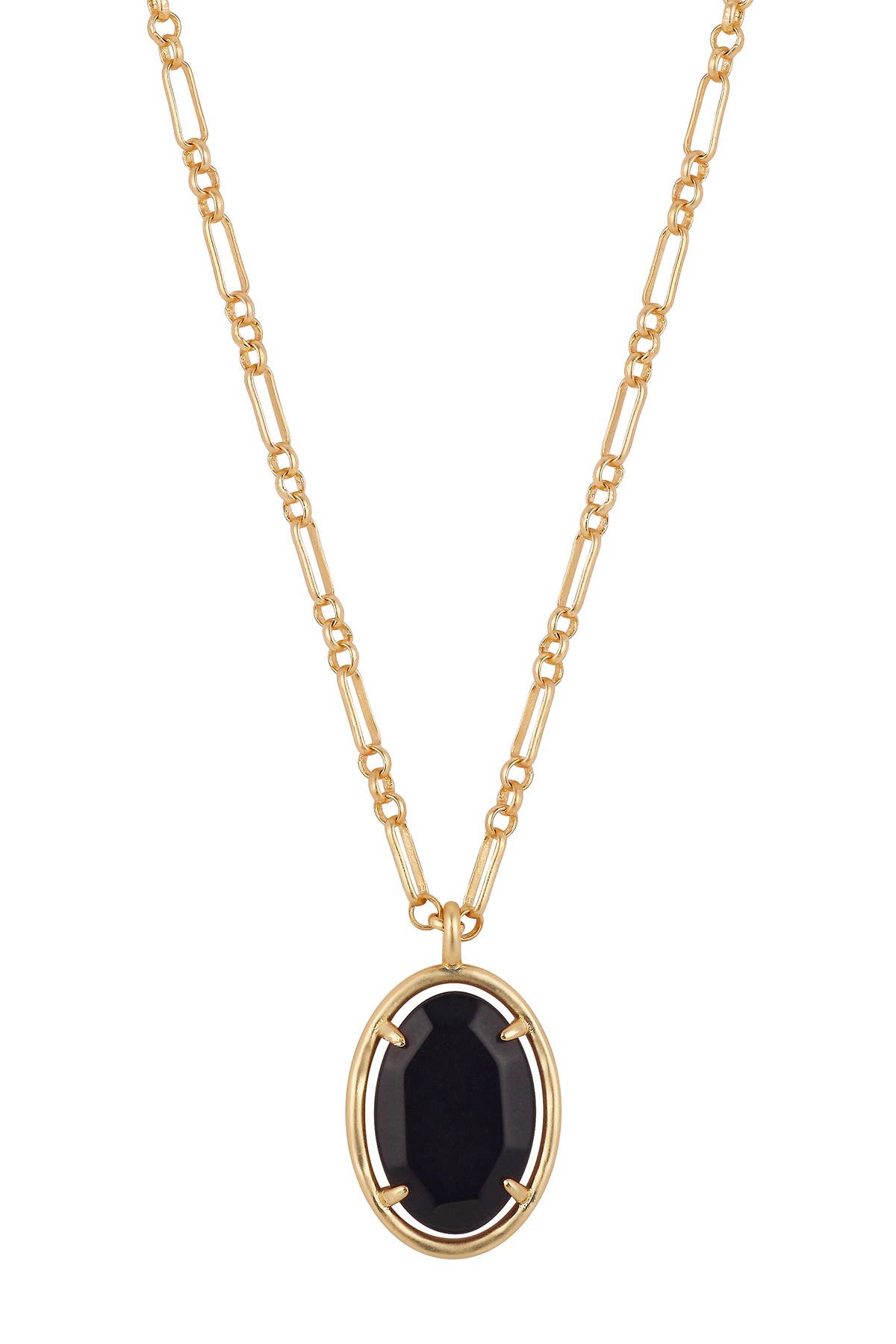 Gold Plated Pendant Twisted Wire Necklace Black Agate Pendant Pendant With Stone Adjustable Size # 1335208 Gold Plated Necklace